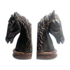 Pair of Italian Horse Head Resin Bookends from the 1950s