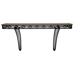 French Jean Royère Style Wrought Iron Console Table