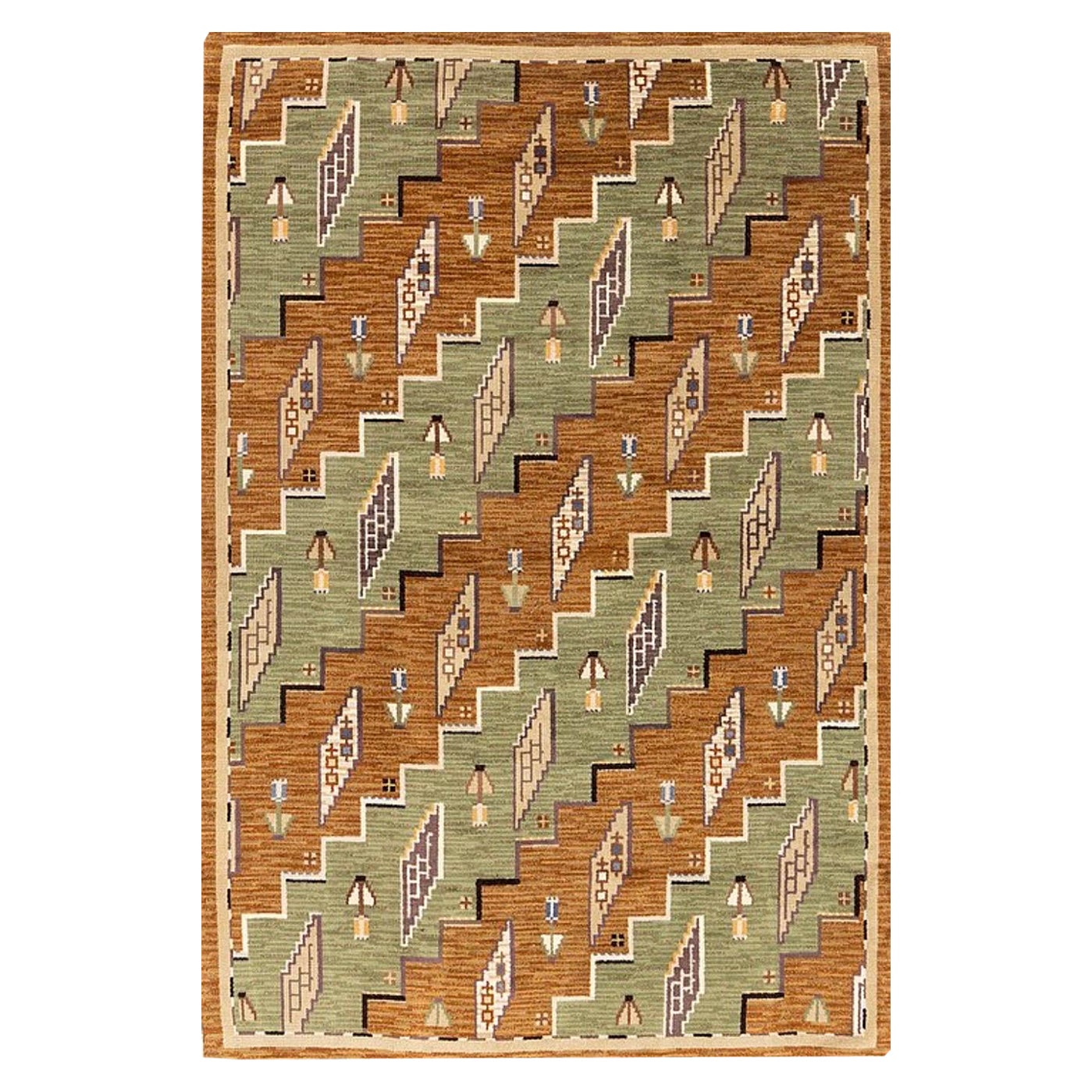 Swedish Grace Art Deco Wool Short Pile Carpet by Martha Gahn For Sale