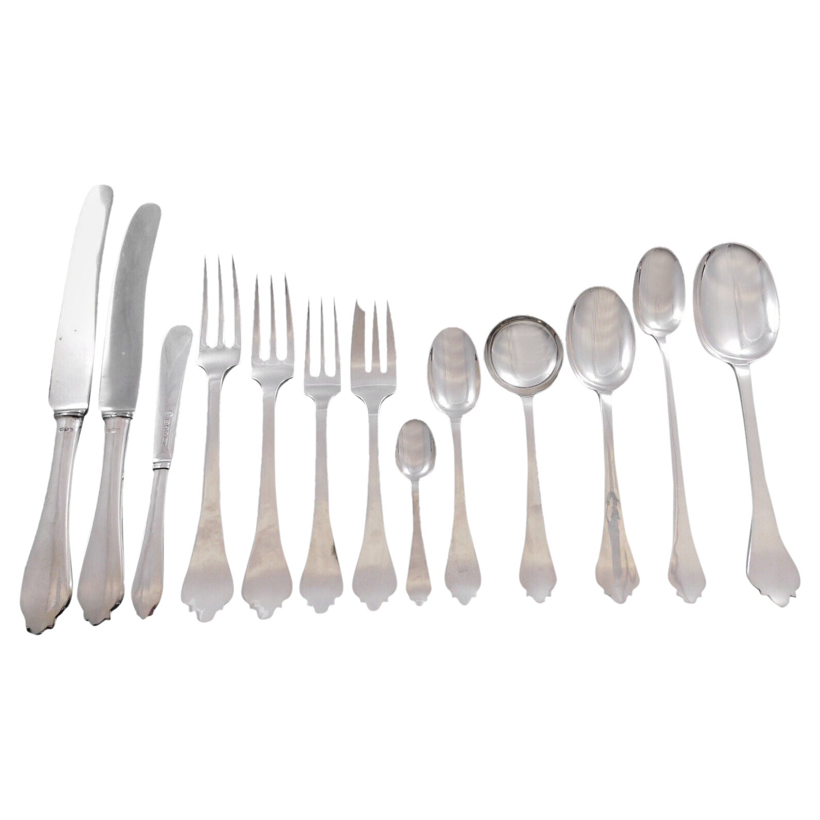 Trifid by Crichton English Sterling Silver Flatware Set Dinner 152 Pieces