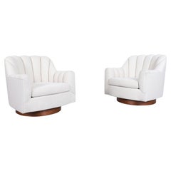 Mid-Century Modern Walnut Swivel Lounge Chairs