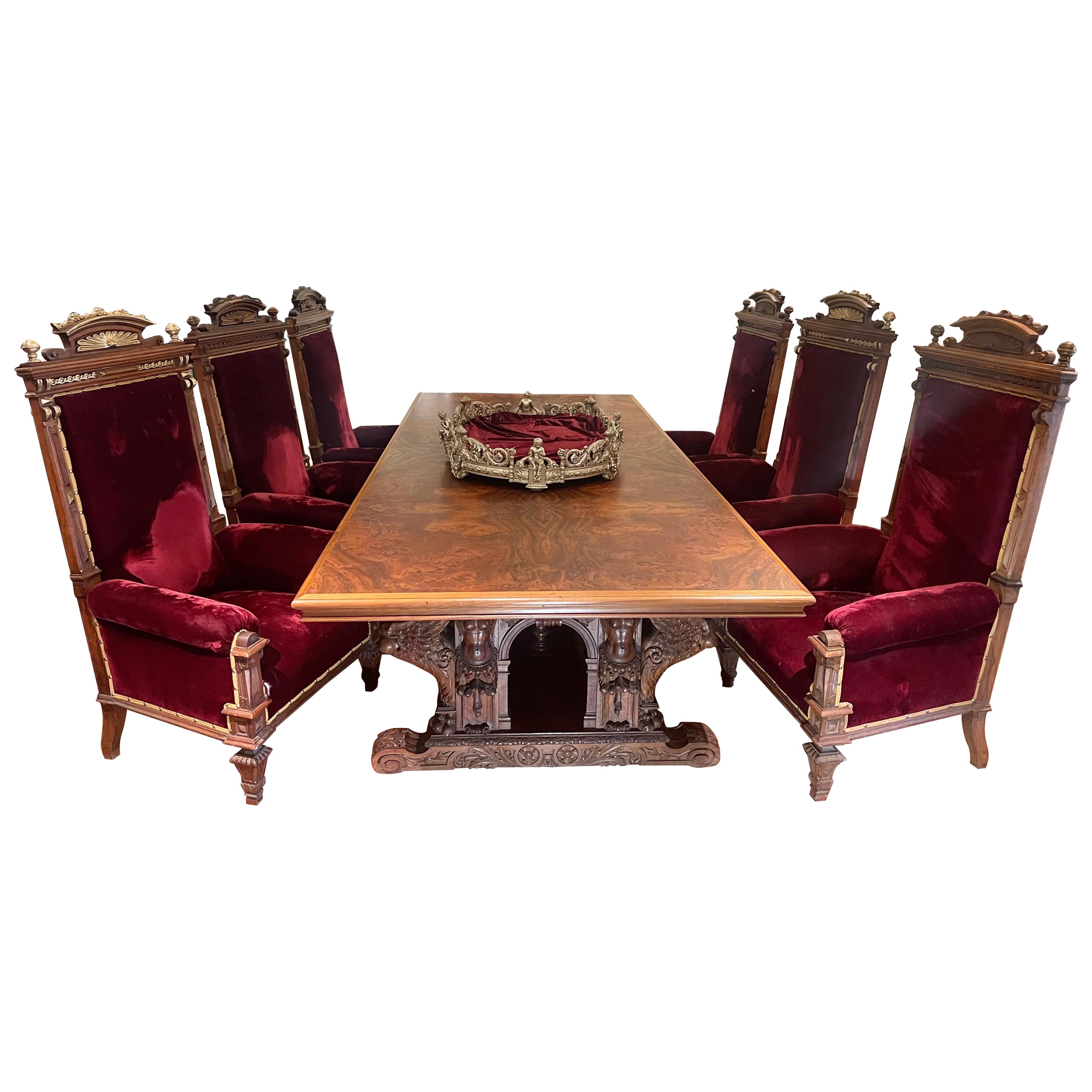 Magnificent Dinning Table with 8 Chairs For Sale