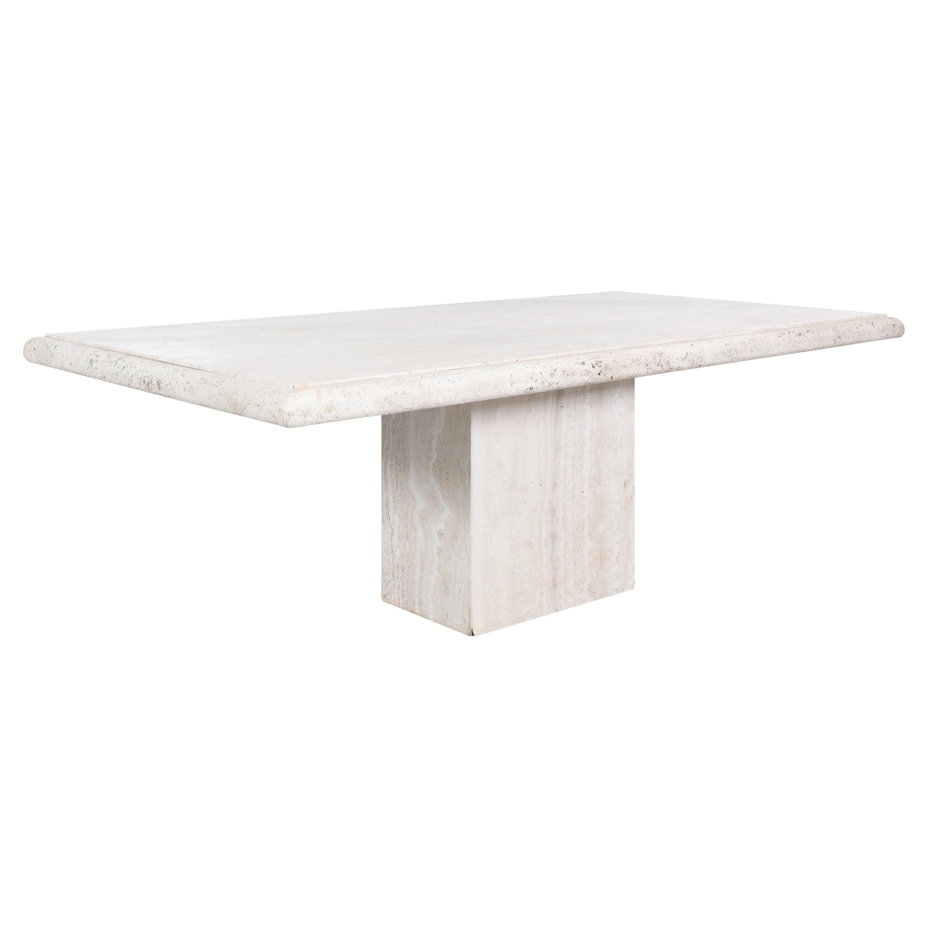 Vintage Italian Travertine Dining Table by Stone International For Sale