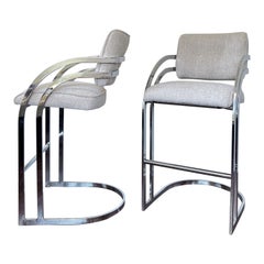 Vintage Pair of Cantilever Bar Stools in the Style of Milo Baughman for Dia