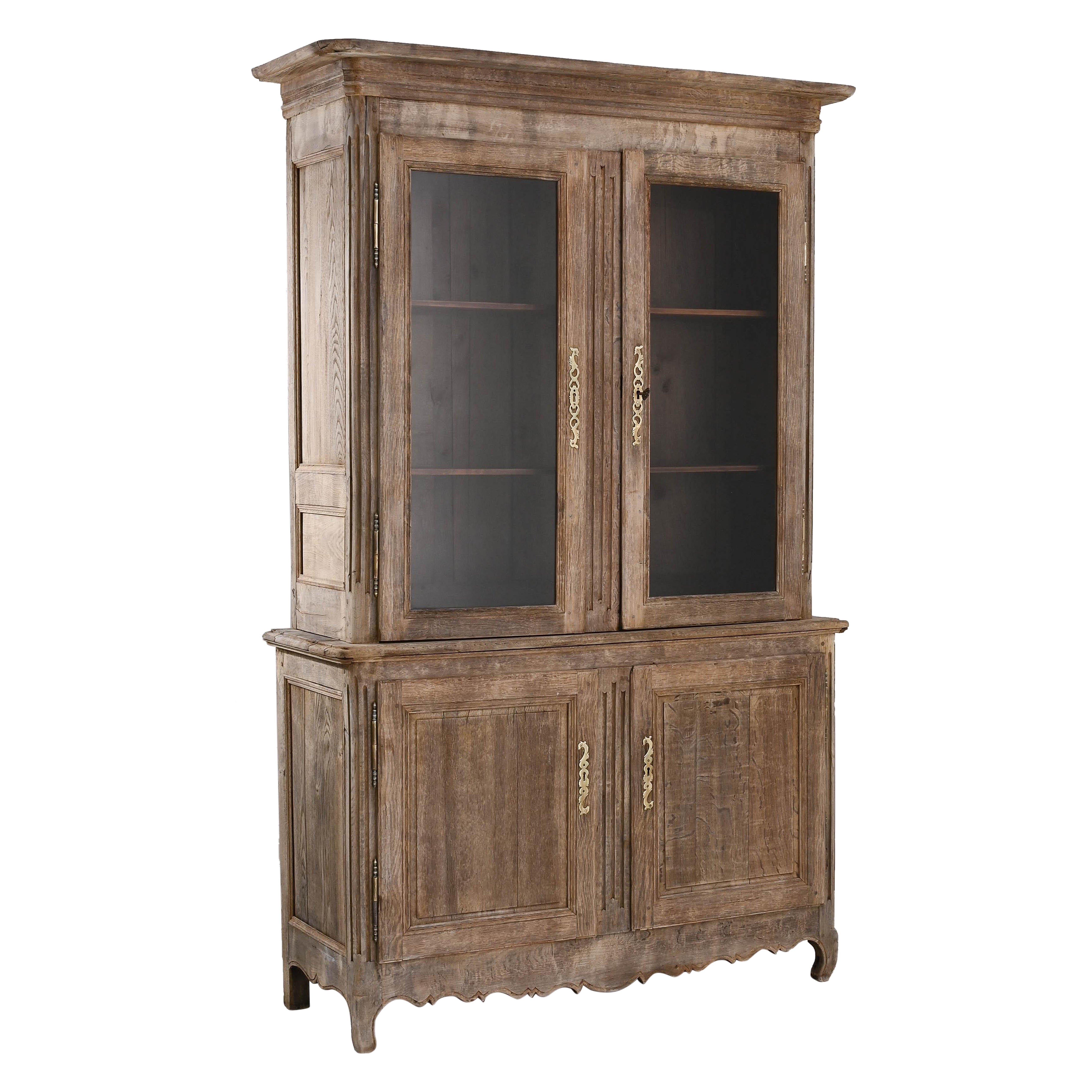 19th Century French Provincial Oak Vitrine For Sale
