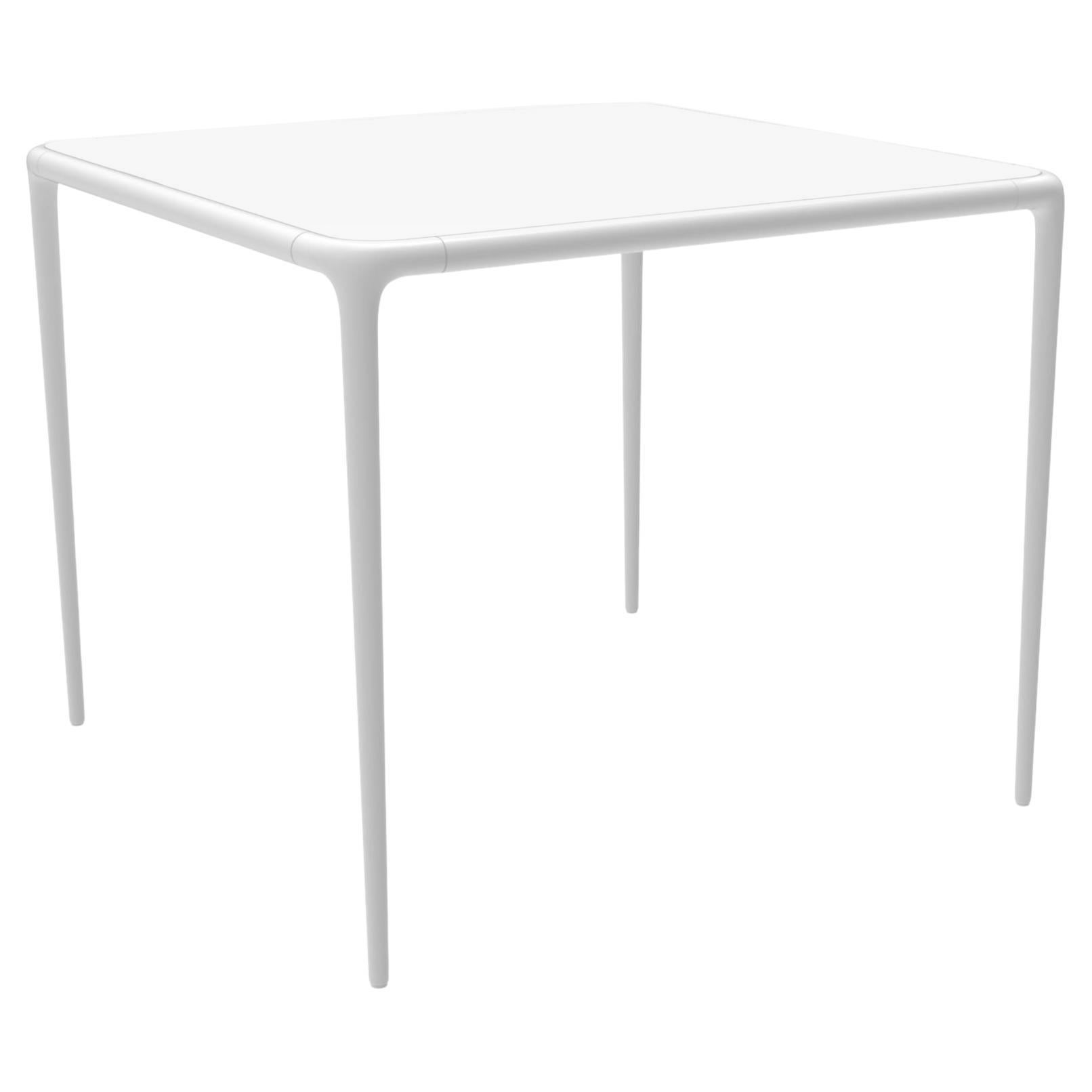 Xaloc White Glass Top Table 90 by Mowee For Sale