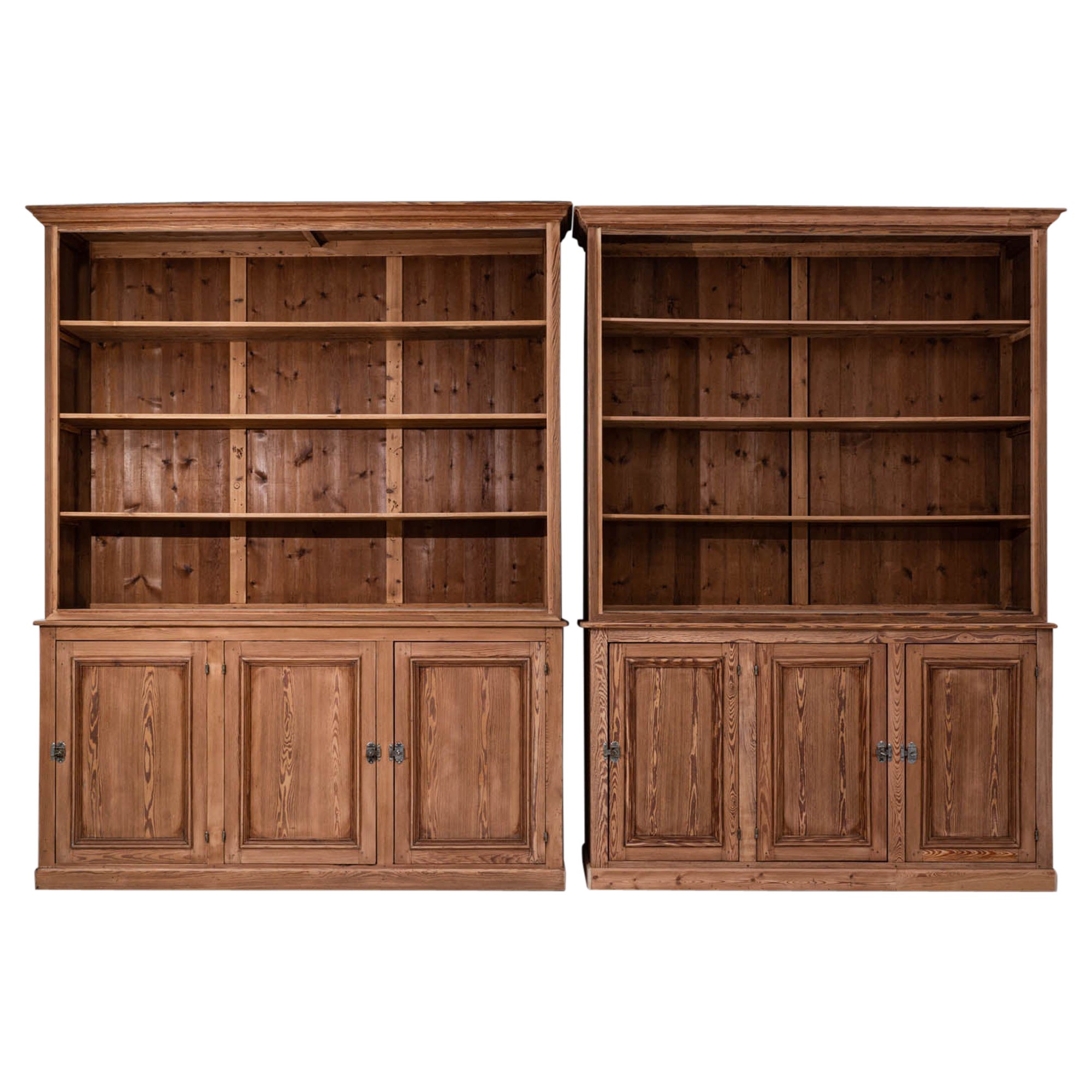 Turn of the Century French Wooden Library Cabinets, a Pair