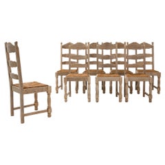 20th Century Belgian Oak Dining Chairs, Set of Eight