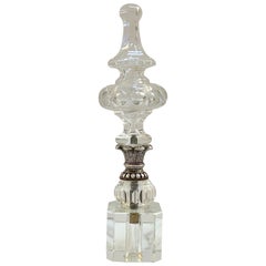 French Neoclassical Silverplated Bronze Mounted Crystal Newel Post