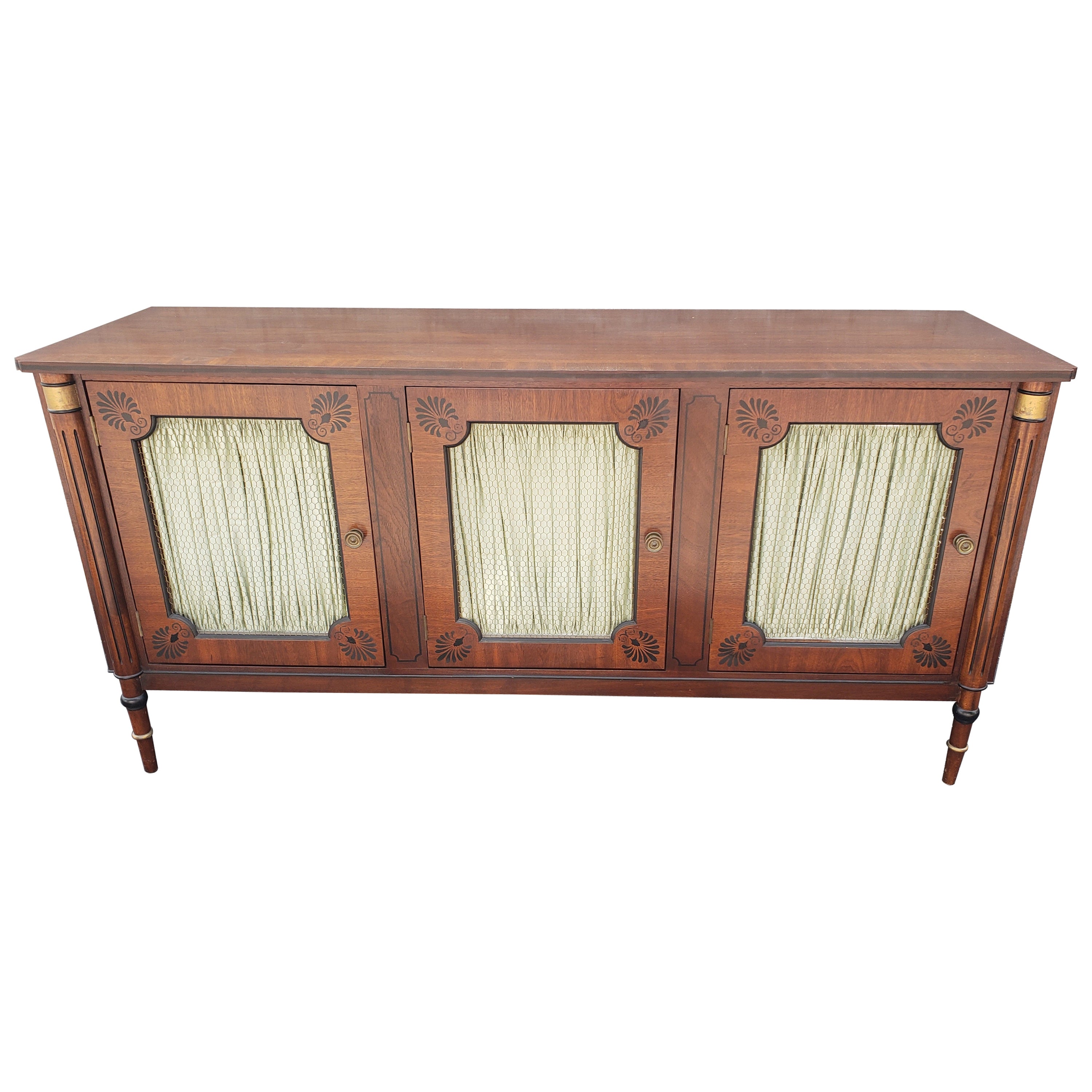 Nicholas James Neoclassic Mahogany Sideboard with Curtains and Mesh Doors