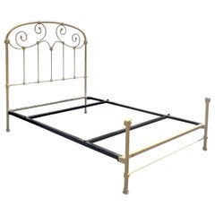 Early 20th Century Enamel Painted Metal Queen Size Bed