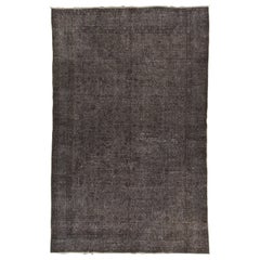 6.5x10.2 ft Retro Handmade Area Rug with Distressed Pile Over-Dyed in Gray