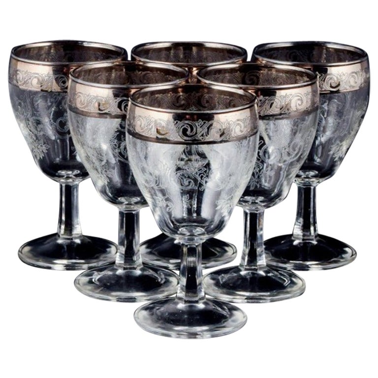 Antique Pair EAPG Fluted Wine Glasses Wine Goblets Stemware 