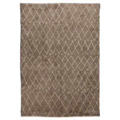 Contemporary Moroccan Berber Rug in Natural Latte and Ivory Colors, 100% Wool
