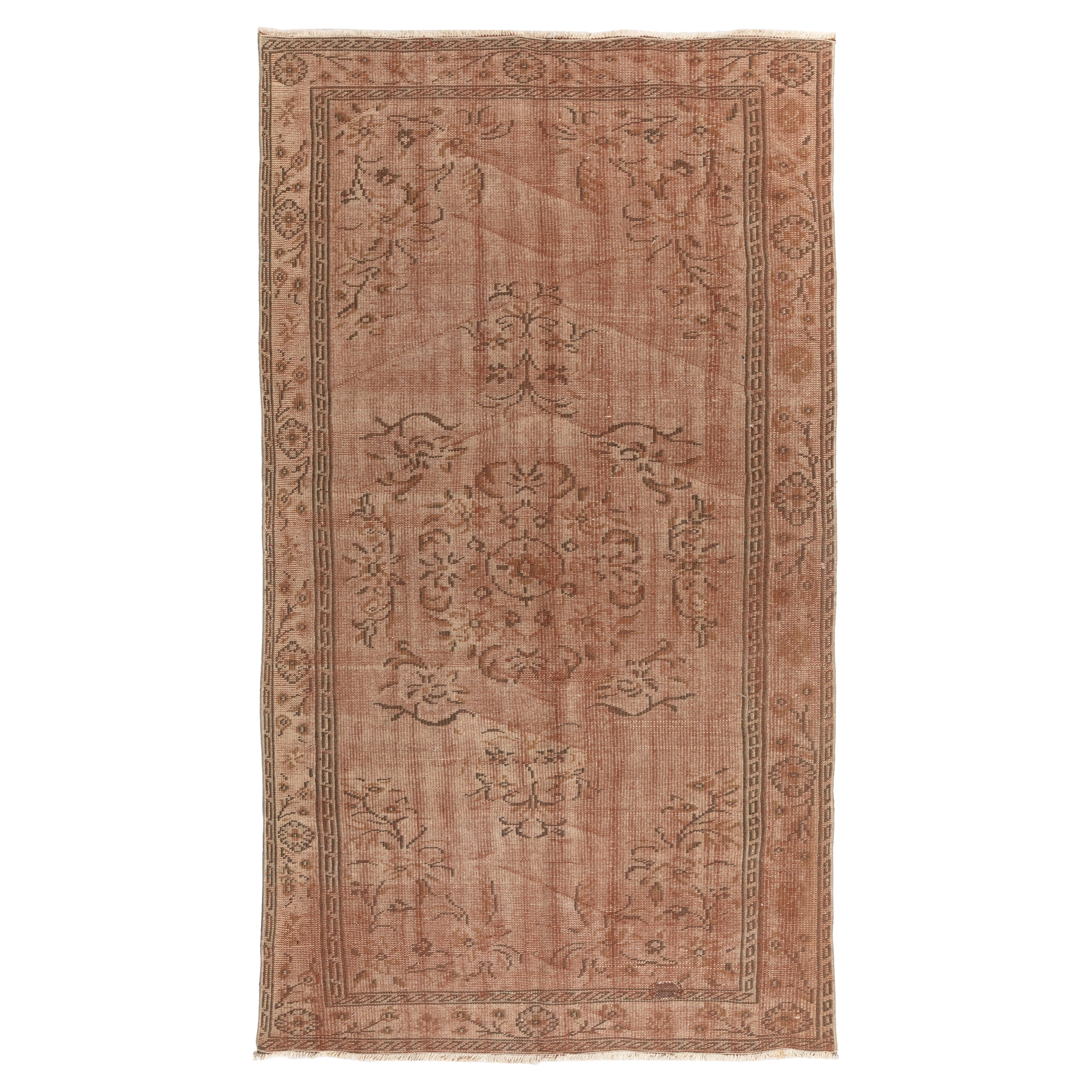 Mid-20th Century Hand-Knotted Turkish Area Rug in Muted Colors For Sale