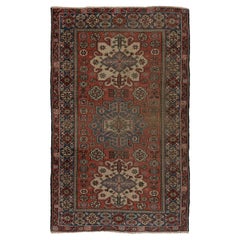 Traditional Vintage Hand Knotted Anatolian Village Rug with Medallions