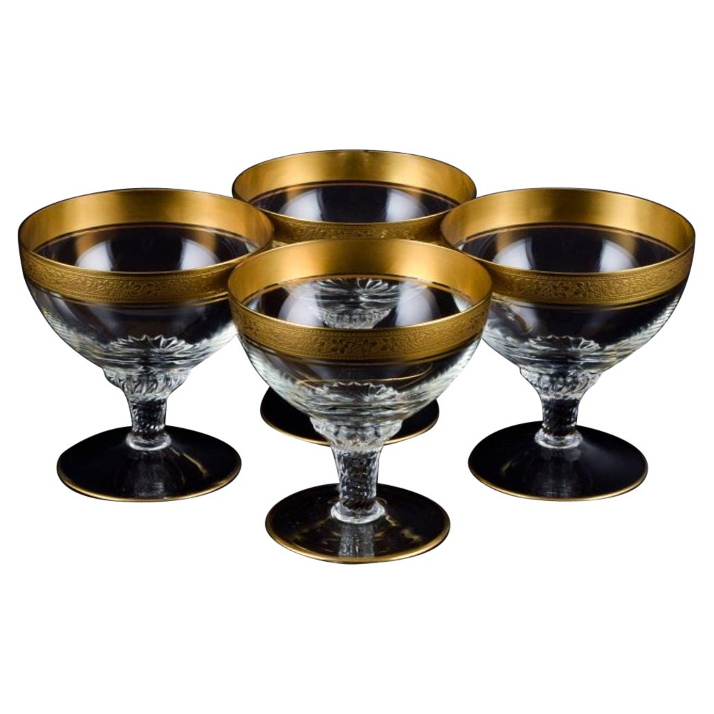 Rimpler Kristall, Zwiesel, Germany, Four Mouth-Blown Crystal Champagne Glasses For Sale