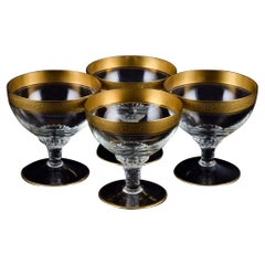 Rimpler Kristall, Zwiesel, Germany, Four Mouth-Blown Crystal Champagne Glasses
