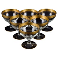 Rimpler Kristall, Zwiesel, Germany, Six Mouth-Blown Crystal Champagne Glasses