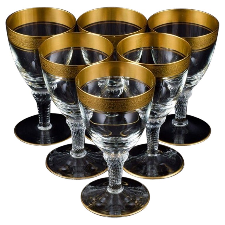 Rimpler Kristall, Zwiesel, Germany, Six Hand Blown Crystal White Wine Glasses For Sale