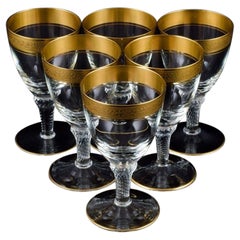 Rimpler Kristall, Zwiesel, Germany, Six Hand Blown Crystal White Wine Glasses