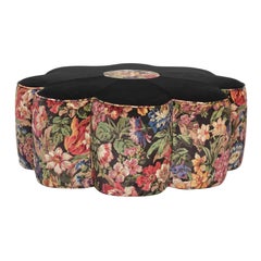 FLORESCENCE FLOWER POWER Velvet Ottoman - Noir