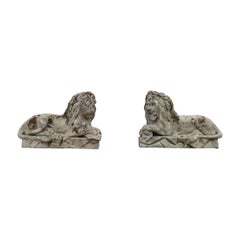 Pair of Superb 18th Century Bath Stone Lions