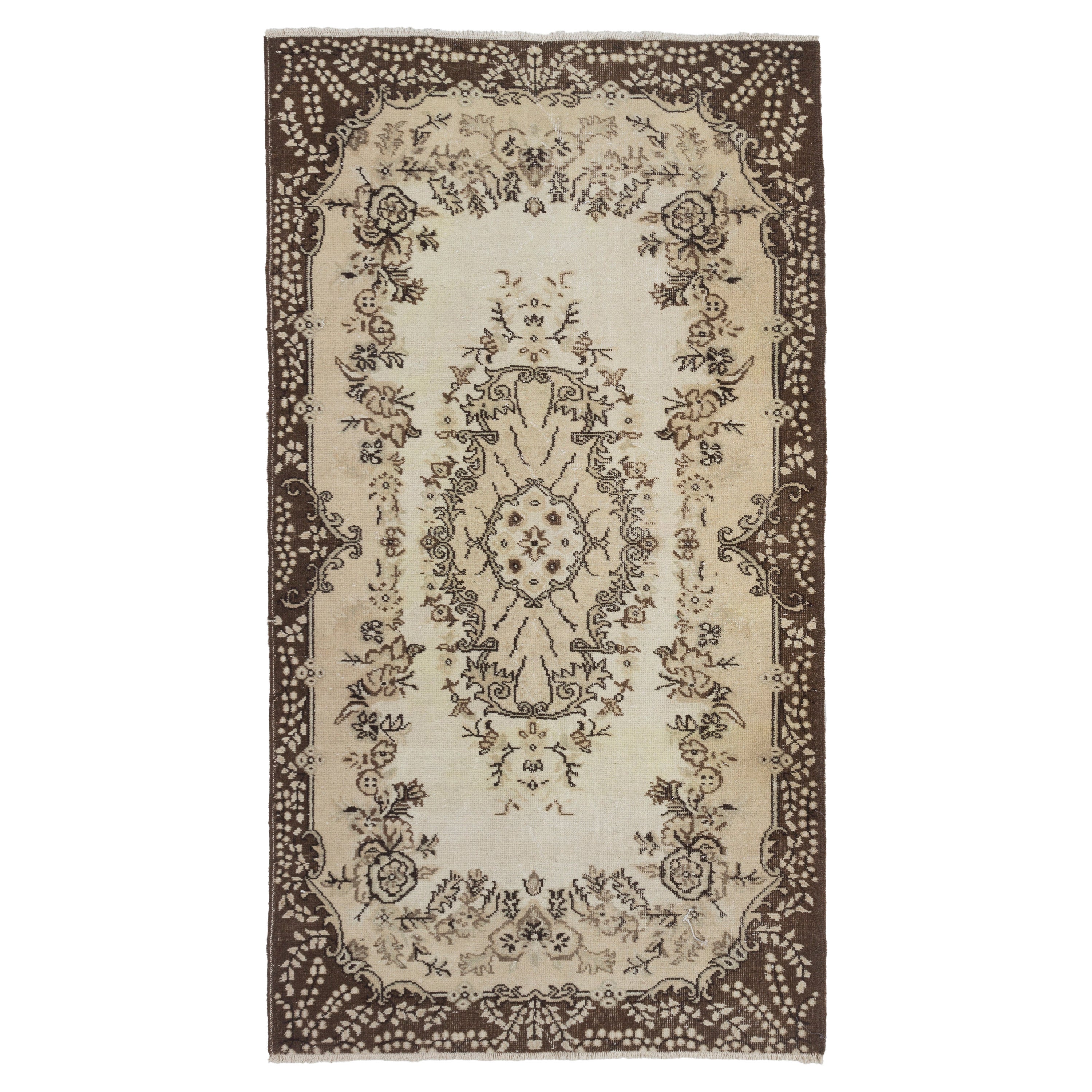 Decorative Hand-Knotted Vintage Anatolian Wool Rug with Medallion Design