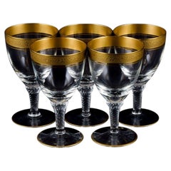 Rimpler Kristall, Zwiesel, Germany, Five Hand Blown Crystal Red Wine Glasses