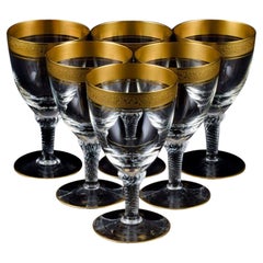 Retro Rimpler Kristall, Zwiesel, Germany, Six Hand Blown Crystal Red Wine Glasses