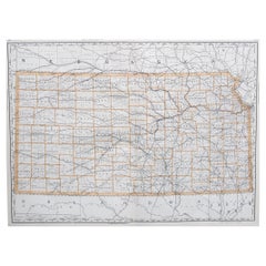 Large Original Antique Map of Kansas, USA, 1894