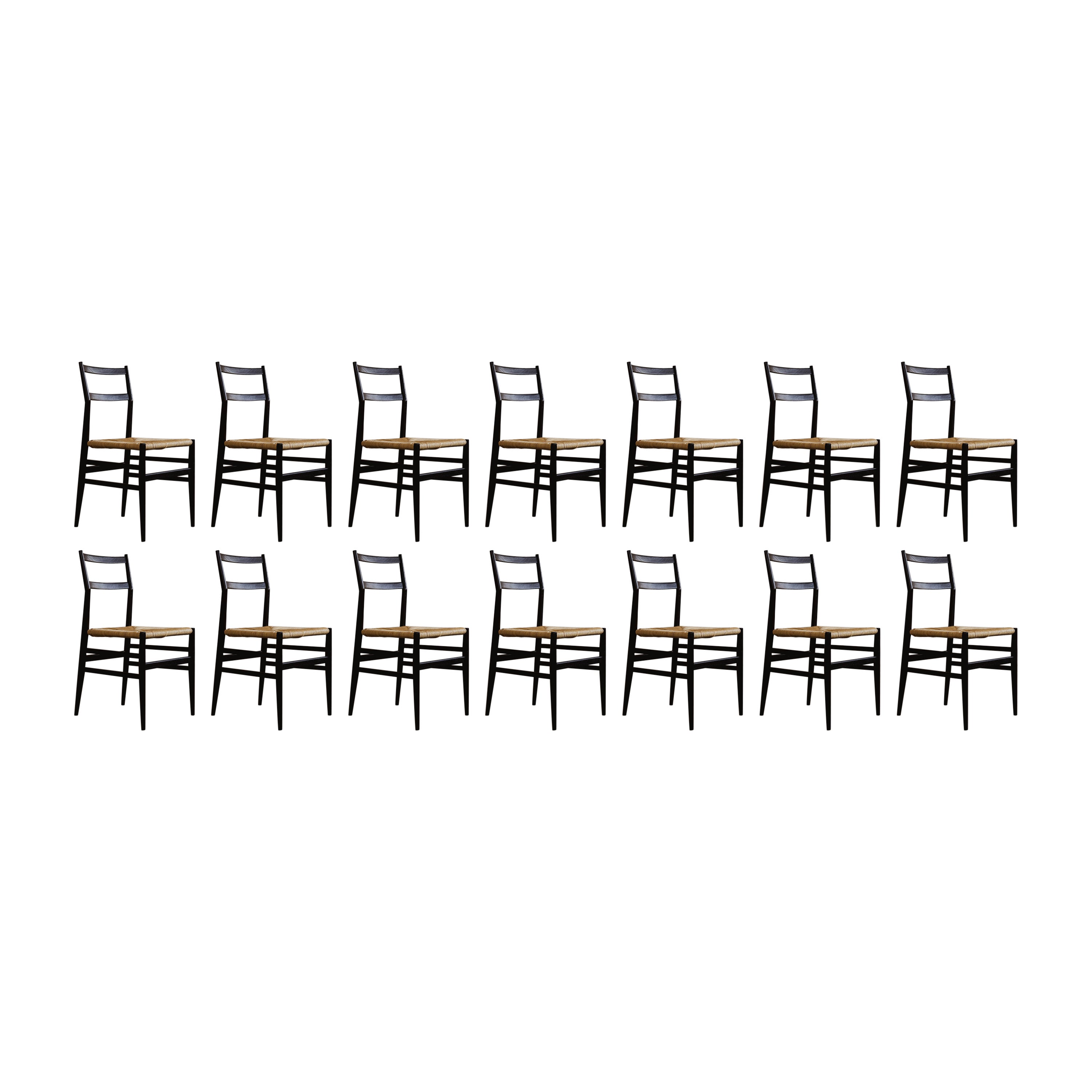 Gio Ponti 646 "Leggera" Dining Chairs for Cassina, 1952, Set of 14 For Sale