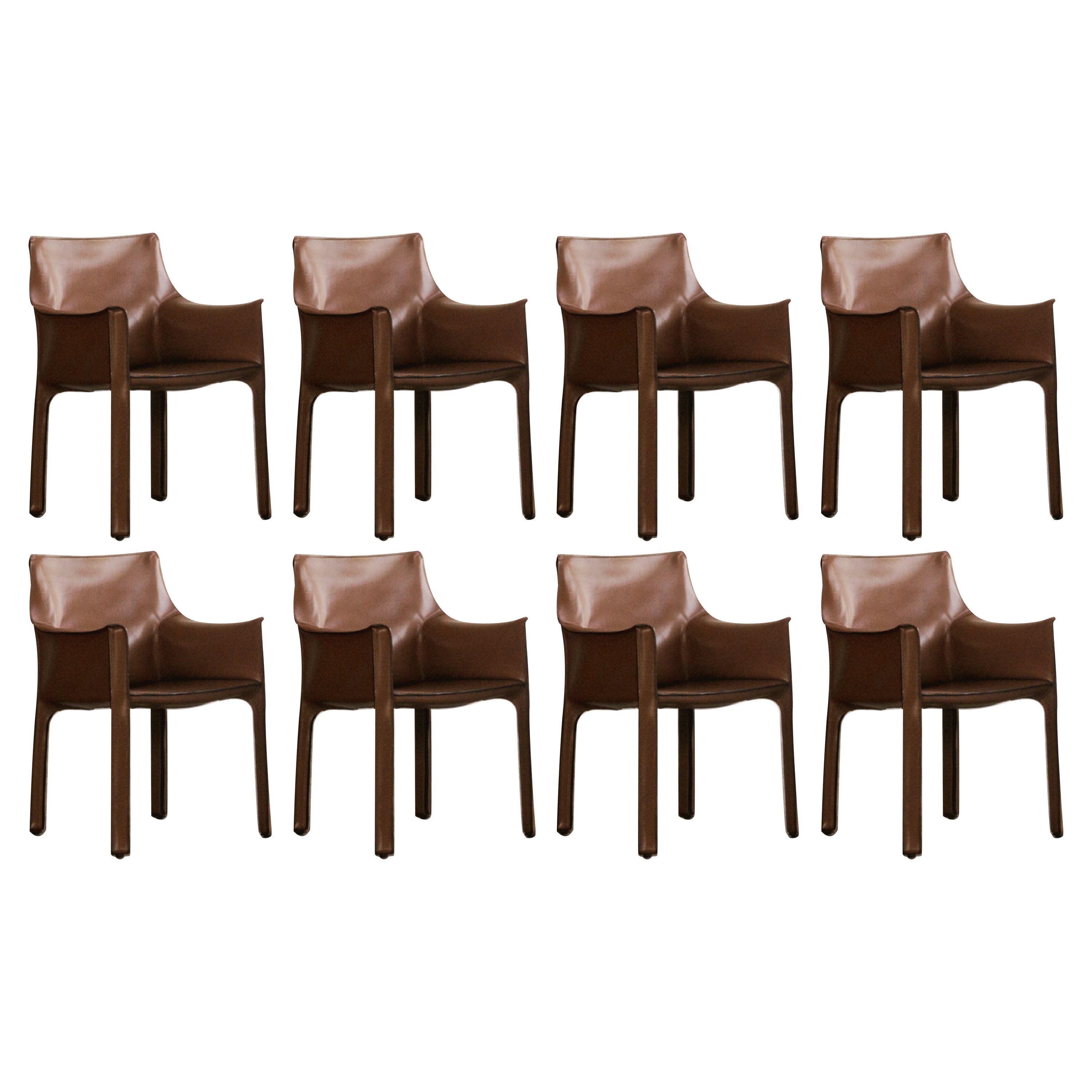 Mario Bellini "CAB" 413 Dining Chairs for Cassina, 1977, Set of 8