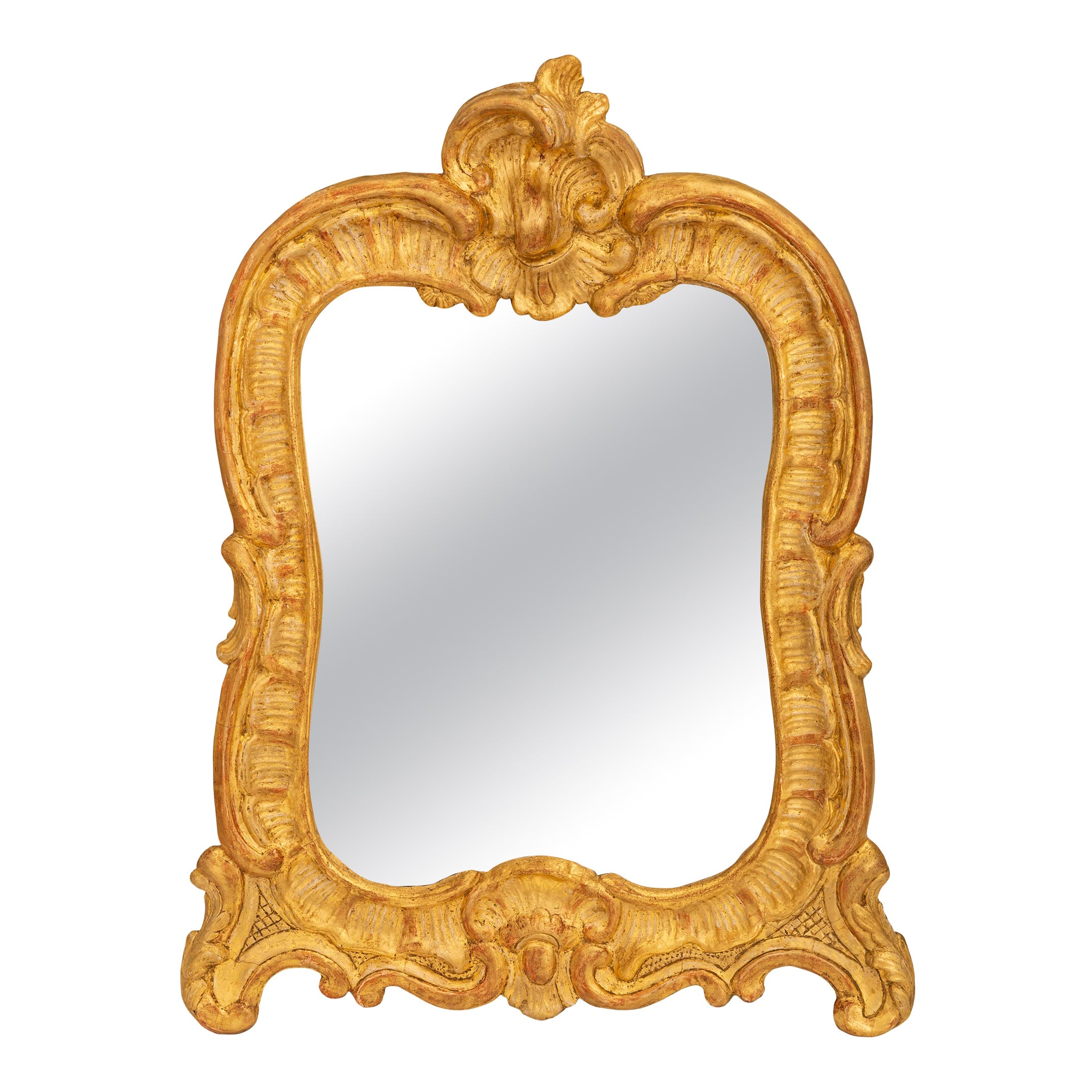Französisch 18. Jahrhundert Louis XV Periode Giltwood Vanity Mirror