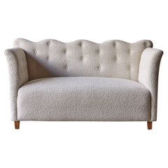 Wavy Back Sofa Upholstered in Lelievre Wool Boucle