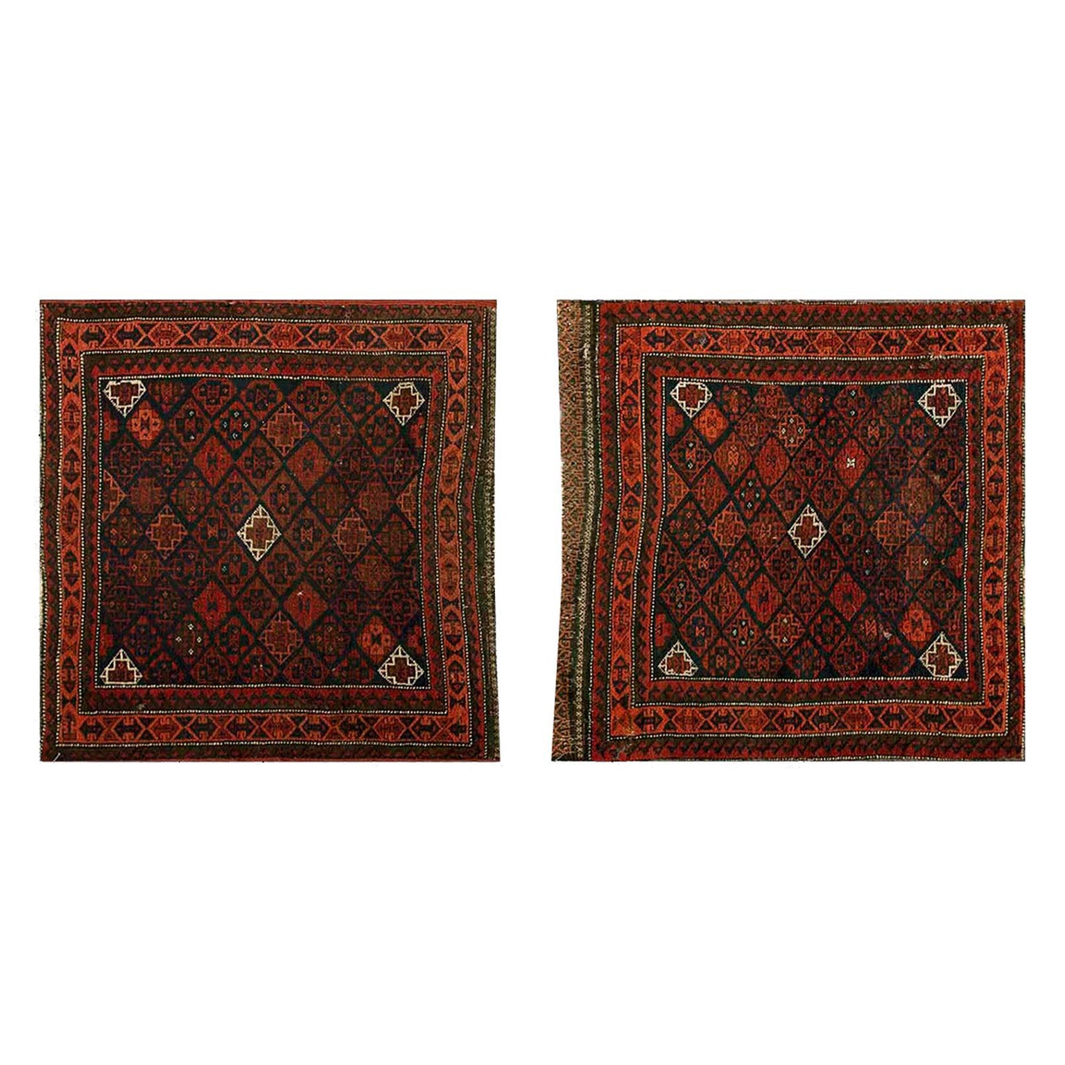 19th Century Pair of  Persian Baluch Carpets ( 2'7" x 2'7" - 79 x 79 )  For Sale