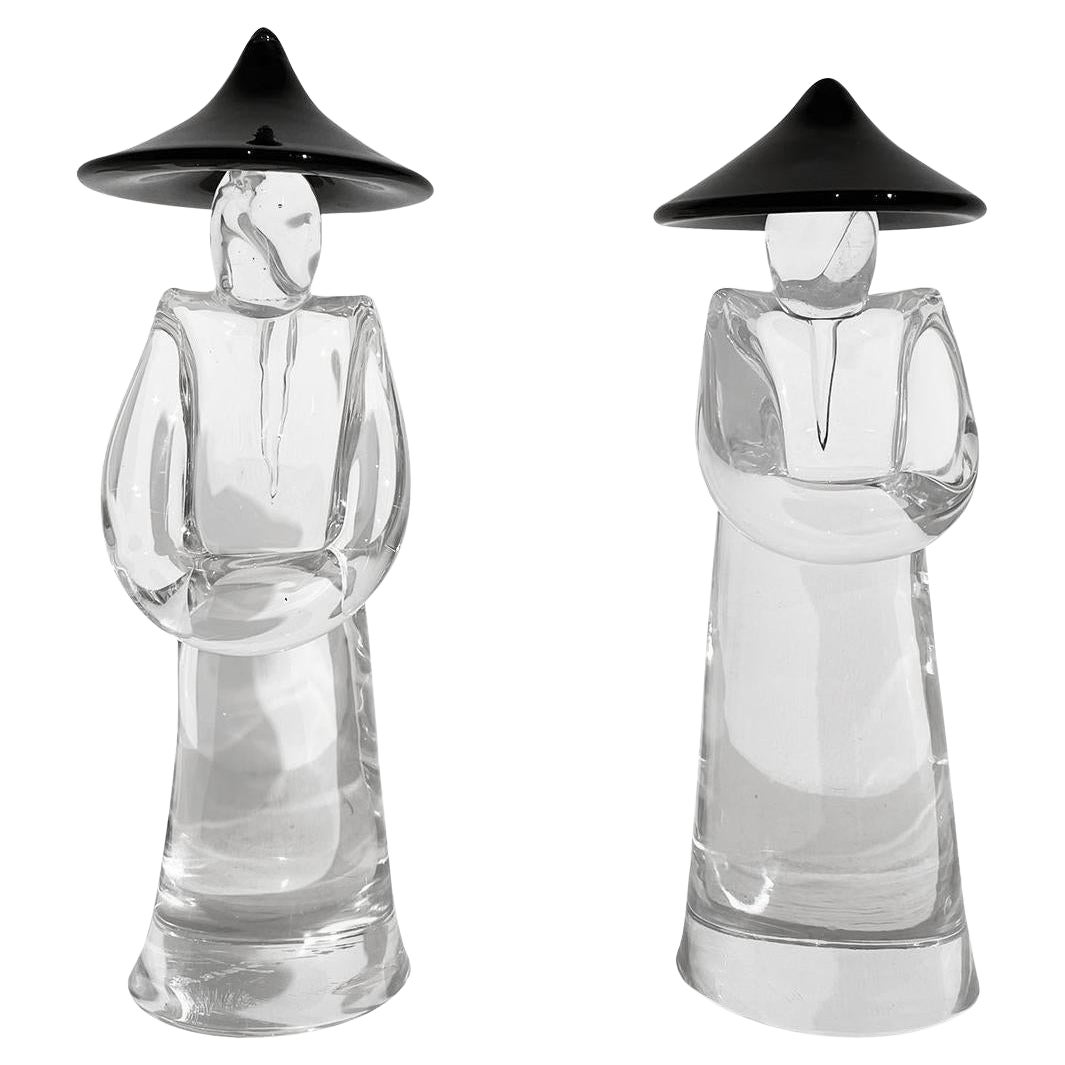 Pareja italiana del siglo XX de granjeros japoneses de cristal de Murano de Pino Signoretto