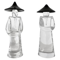 Pareja italiana del siglo XX de granjeros japoneses de cristal de Murano de Pino Signoretto