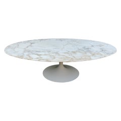 Early Saarinen Knoll International Tulip Coffee Table Oval Arabescato Marble Top