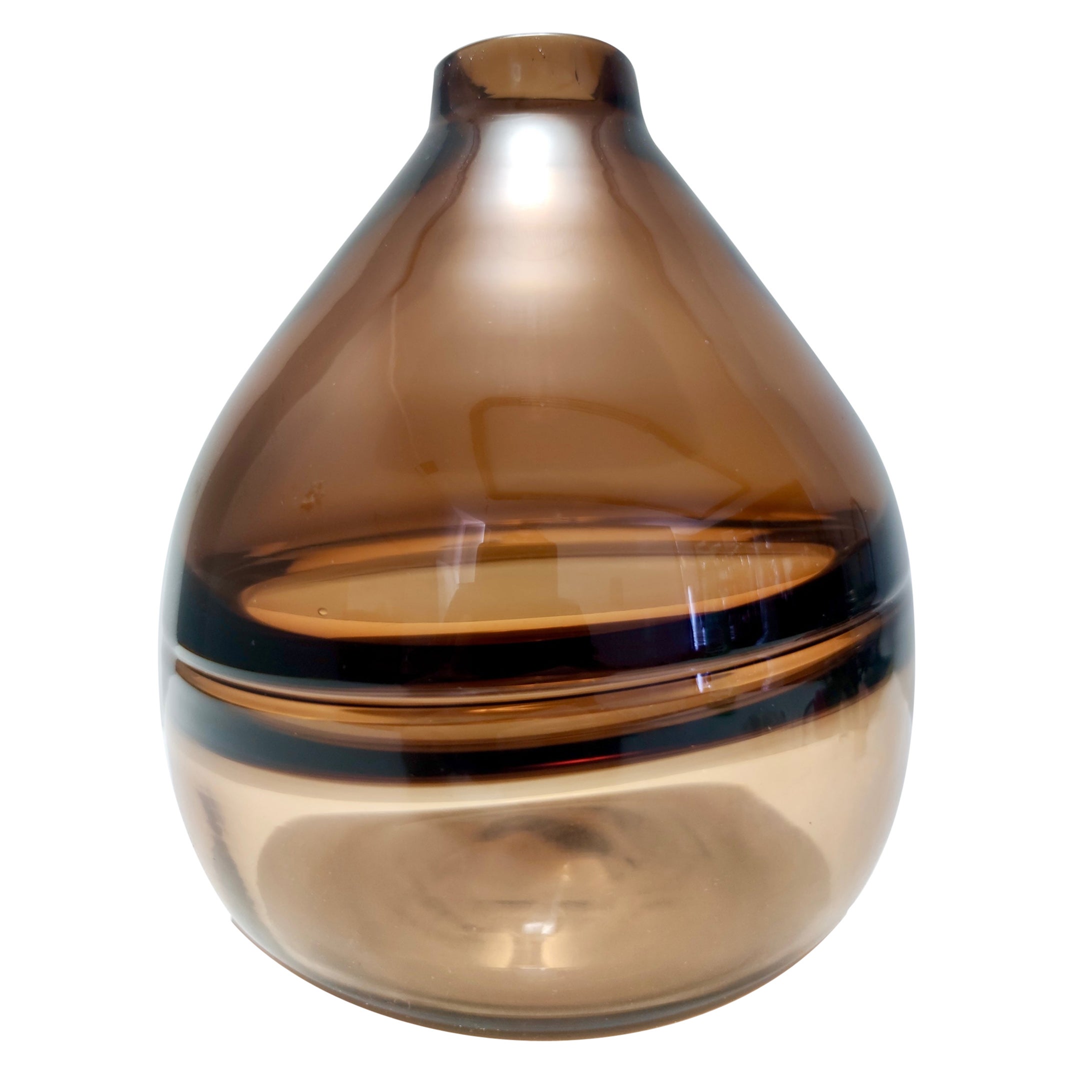 Postmodern Brown Incalmo Murano Glass Vase Ascribable to Alfredo Barbini, Italy For Sale
