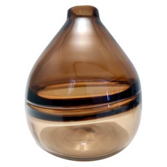 Postmodern Brown Incalmo Murano Glass Vase Ascribable to Alfredo Barbini, Italy