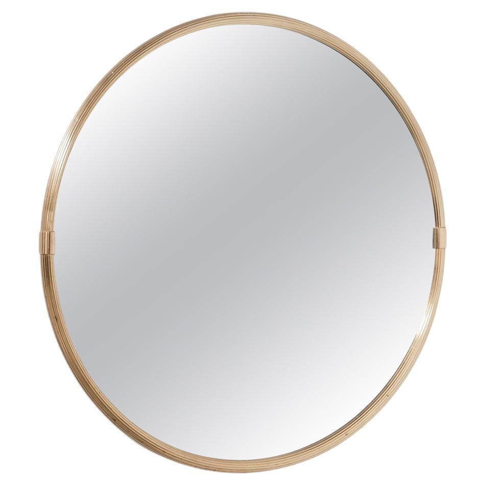 Brass Circular Midcentury Danish Mirror For Sale