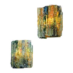 Mismatched wall lamps raak in colored glass amsterdam 60s