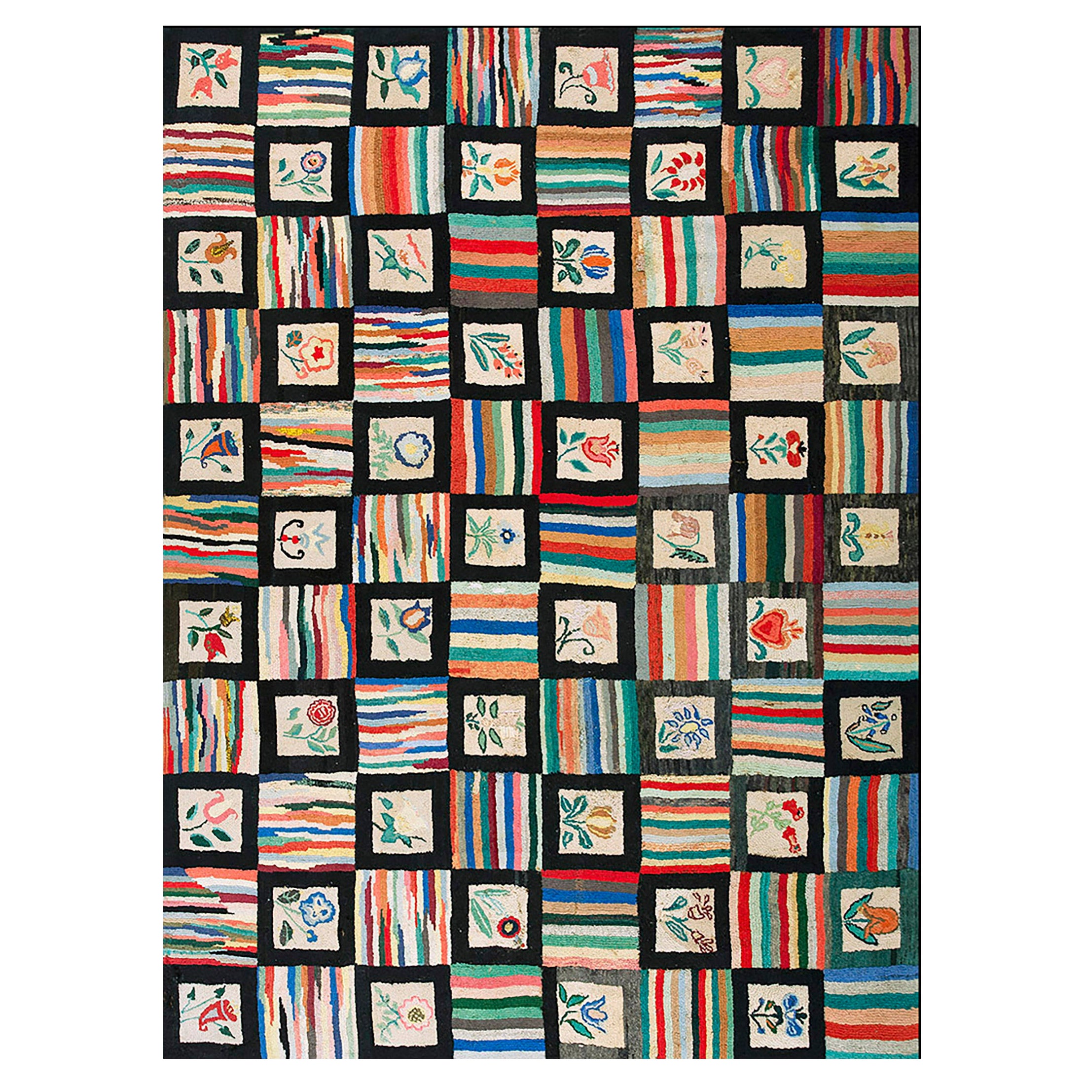 1930s American Hooked Rug ( 7'4" x 10'3 - 224 x 312 )