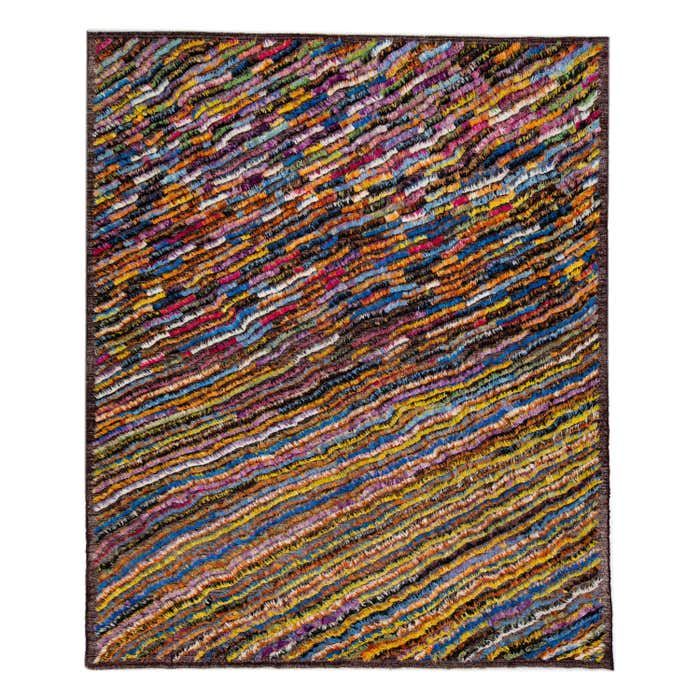 Modern Moroccan Style Wool Rug with Allover Multicolor Abstract Design ...