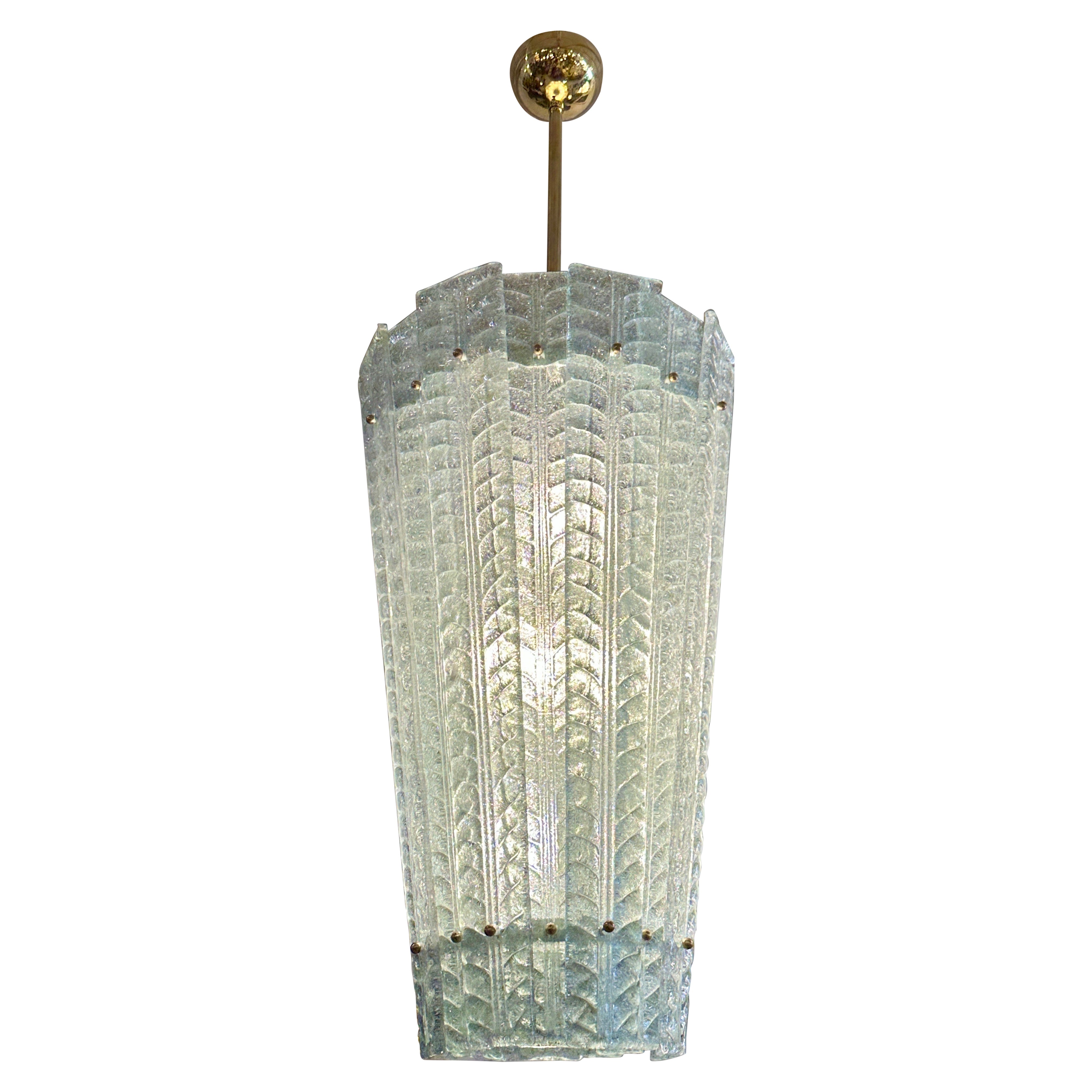 Lampadario a lanterna in vetro di Murano blu glaciale (DUE disponibili) in vendita