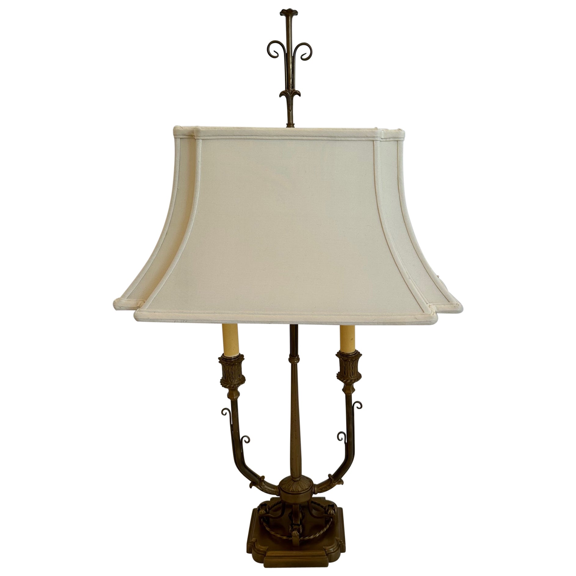 Vintage French Bouilette Lamp with Custom Shade For Sale