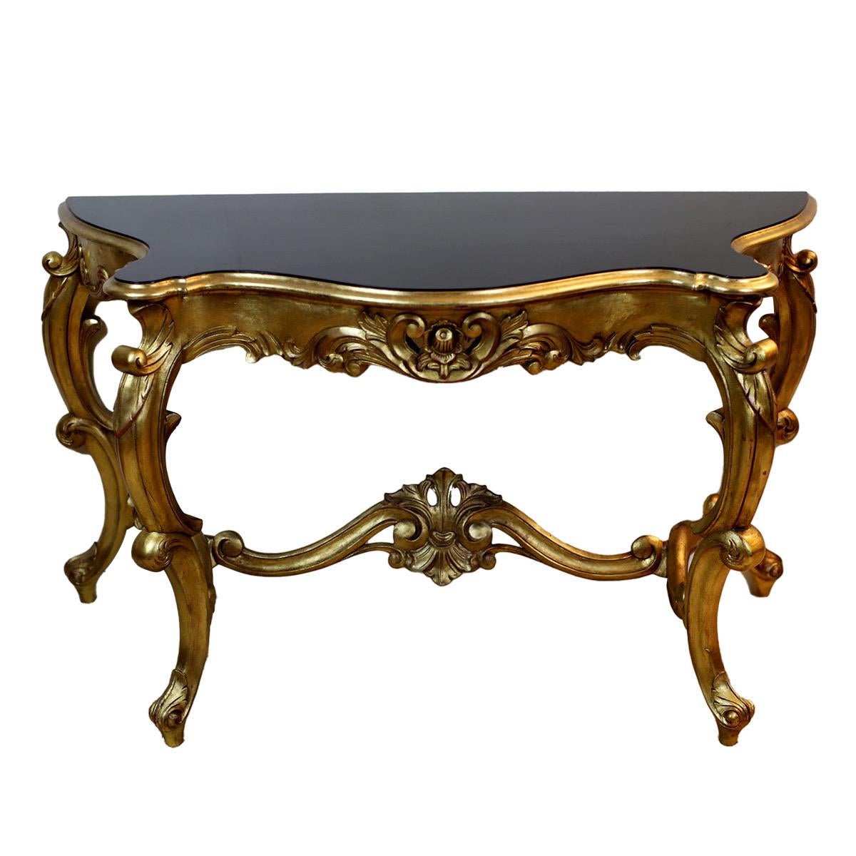 French Gilt Console Table - Louis XVI Carved Furniture For Sale