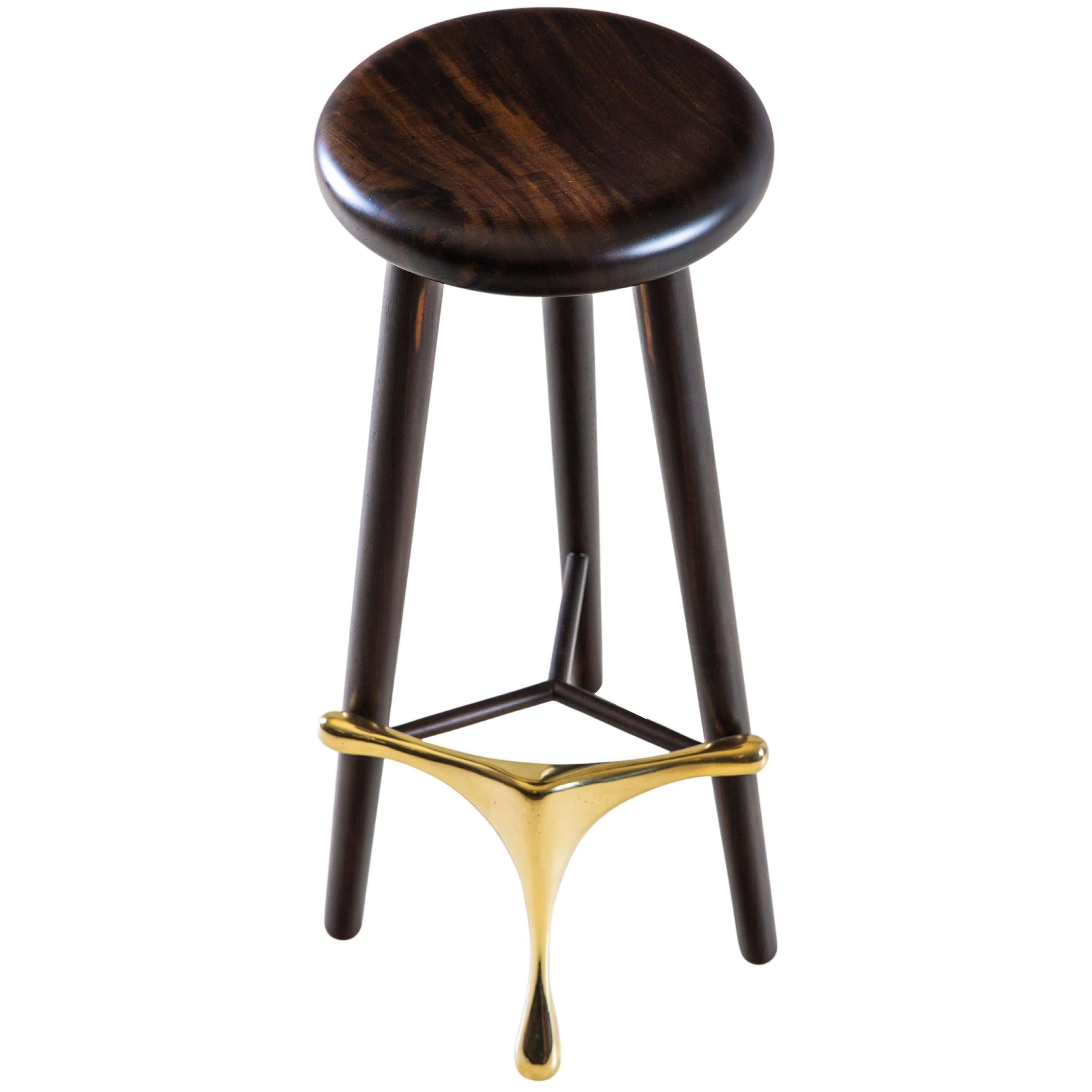 Amparo Braúna and Bronze Stool by Alva Design