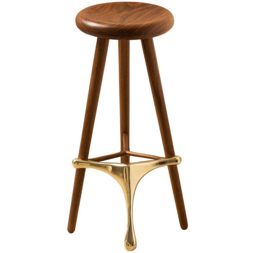 Tabouret Amparo Freijó et bronze par Alva Design